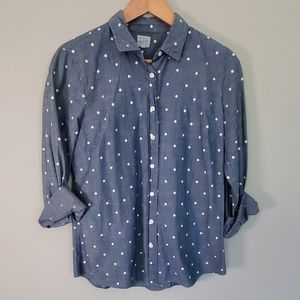 J. Crew Chambray Polka Dot Top